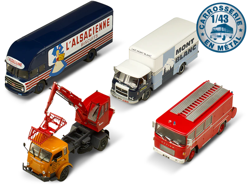 Image d’une composition de 4 voitures avec un banner indiquant l’échelle 1/43