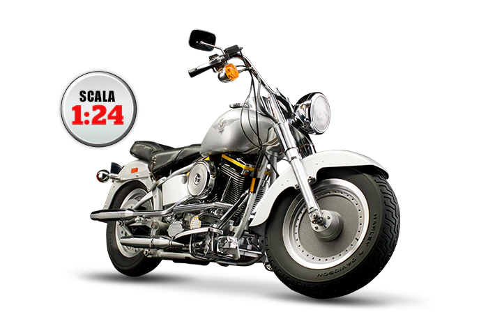 Harley FLSTF Fat Boy Silver in scala 1:24