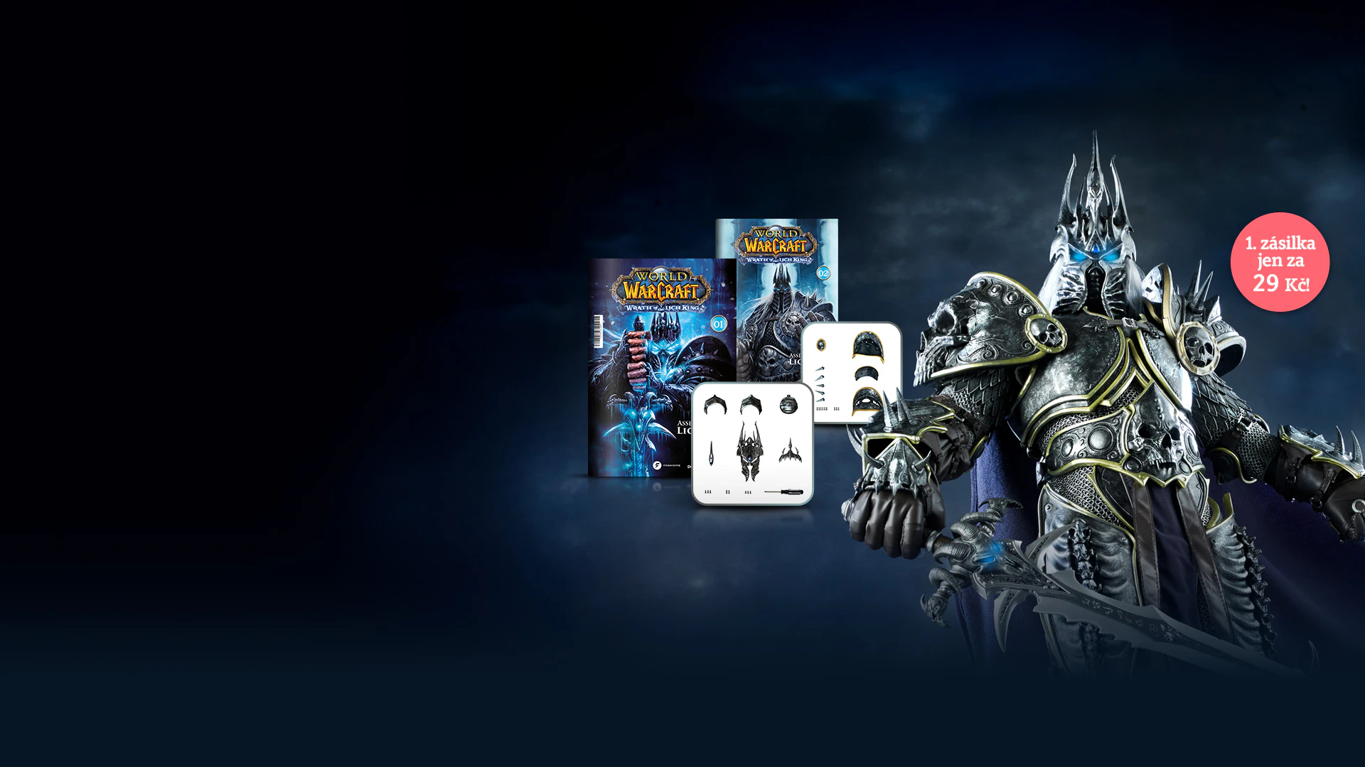 Obrázek stavebnicového modelu Lich King s cenovkou „Zásilka 1 za pouhých 29 Kč“