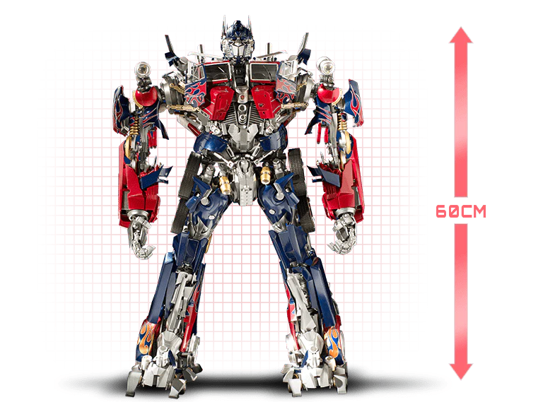 Obraz czerwono-niebieskiego robota z częściami ciężarówki, Optimusa Prime’a, o wysokości 60 cm.