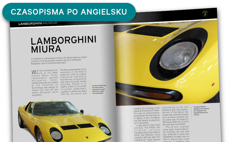 Obraz otwartego magazynu widzianego z pewnej odległości. Baner na obrazie zawiera tekst: „Czasopisma po angielsku”.