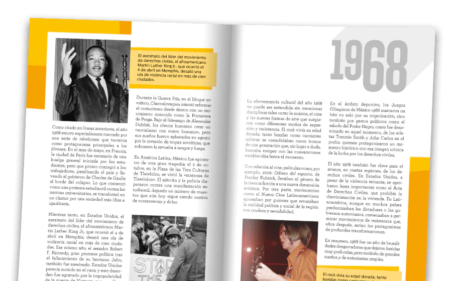Imagen de una revista abierta vista desde lejos.