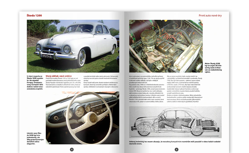 Obrázek otevřeného časopisu z dálky.